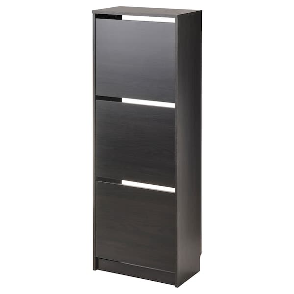 Ikea BISSA - 3-compartment shoe rack, brown-black, 49x28x135 cm
