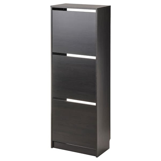 Ikea BISSA - 3-compartment shoe rack, brown-black, 49x28x135 cm