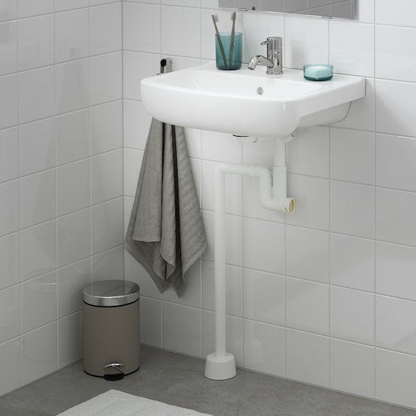 Ikea BJÖRKÅN - Wash-basin with water trap, white, 54x40 cm
