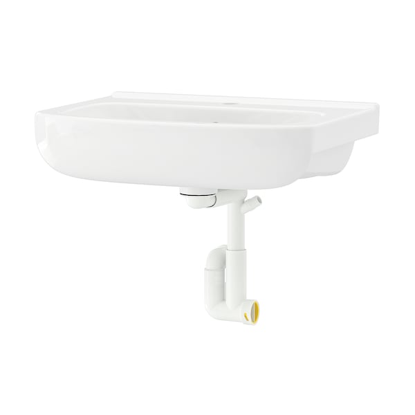 Ikea BJÖRKÅN - Wash-basin with water trap, white, 54x40 cm