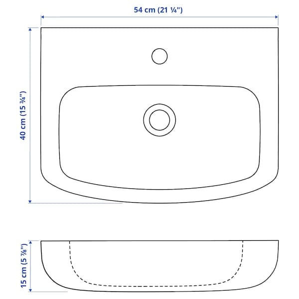 Ikea BJÖRKÅN - Wash-basin with water trap, white, 54x40 cm