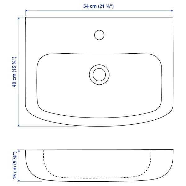 BJÖRKÅN - Wash-basin with water trap, white, 54x40 cm - best price from Maltashopper.com 99546718