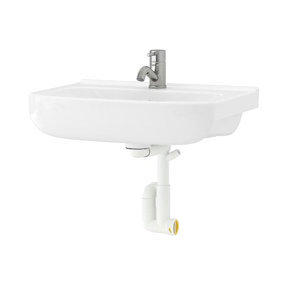 Ikea BJÖRKÅN - Washbasin with siphon/mixer, white,54x40 cm