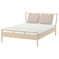 BJÖRKSNÄS bed frame, birch/birch veneer/Leirsund, 140x200 cm