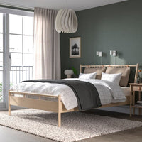 BJÖRKSNÄS - Bed frame, birch/Leirsund, 160x200 cm - best price from Maltashopper.com 79501693