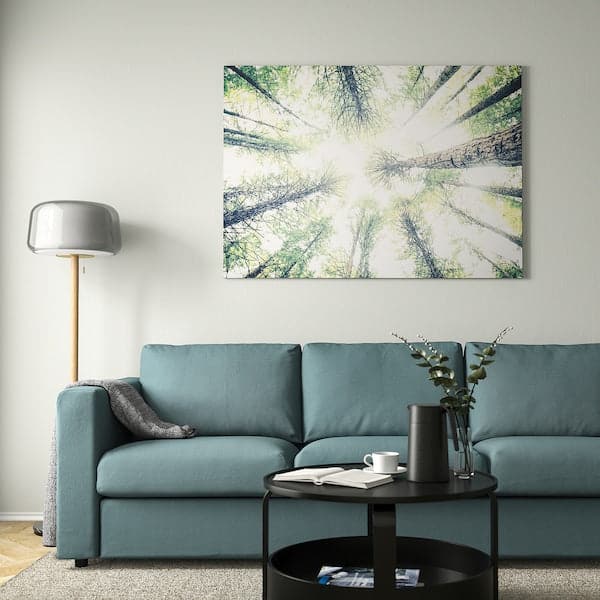 Ikea BJÖRKSTA - Picture with frame, look up/aluminium-colour, 140x100 cm
