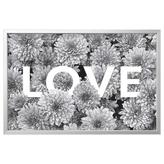 Ikea BJÖRKSTA - Picture with frame, flower love/aluminium-colour, 118x78 cm