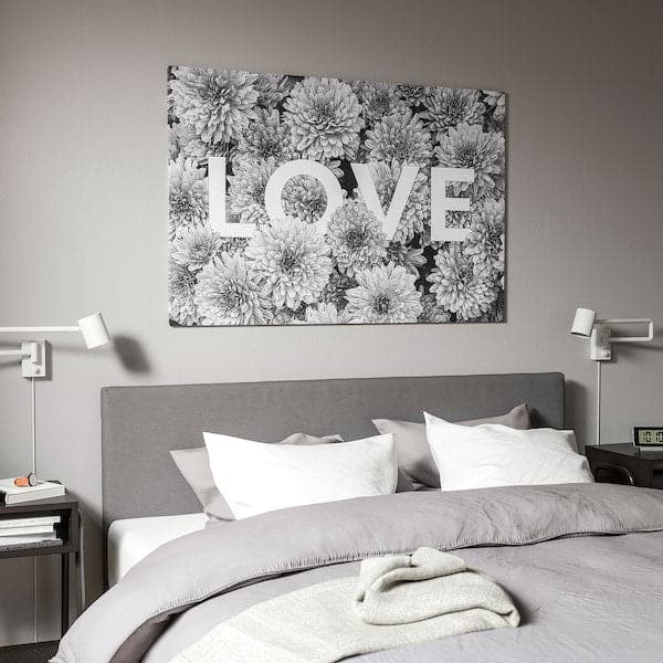 Ikea BJÖRKSTA - Picture with frame, flower love/aluminium-colour, 118x78 cm