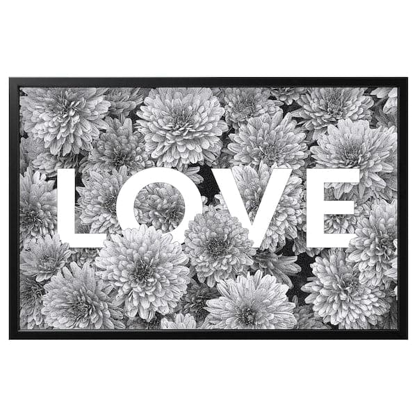 Ikea BJÖRKSTA - Picture with frame, flower love/black, 118x78 cm