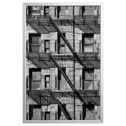 BJÖRKSTA - Picture with frame, balconies/aluminium-colour, 78x118 cm