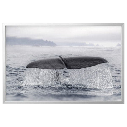 BJÖRKSTA Canvas framed - whale tail/aluminium colour 118x78 cm , 118x78 cm