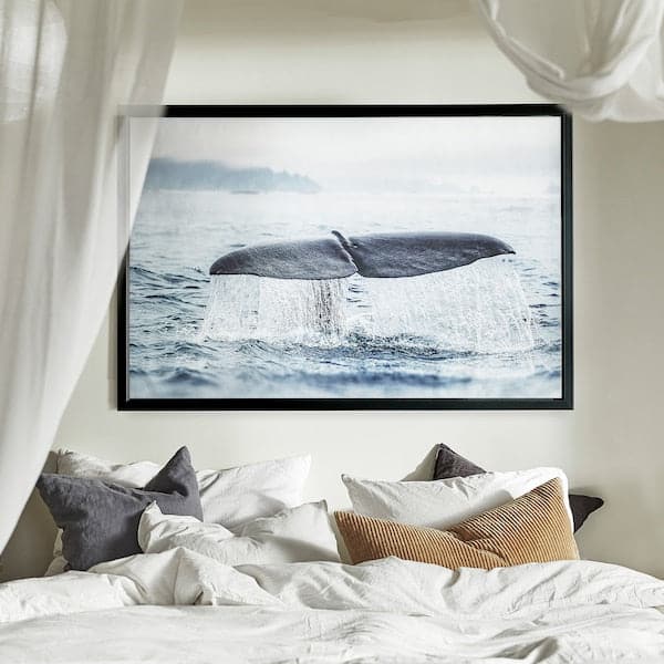 BJÖRKSTA Canvas framed - whaletail/black 118x78 cm , 118x78 cm - best price from Maltashopper.com 69416761
