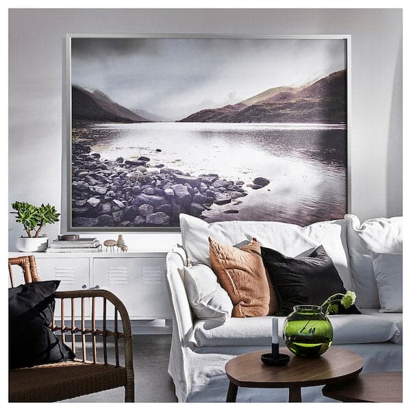 BJÖRKSTA - Picture with frame, rocky shoreline/aluminium-colour, 200x140 cm - best price from Maltashopper.com 79508944