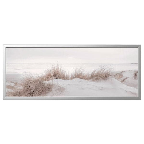 BJÖRKSTA - Picture with frame, sand dunes/aluminium-colour, 140x56 cm