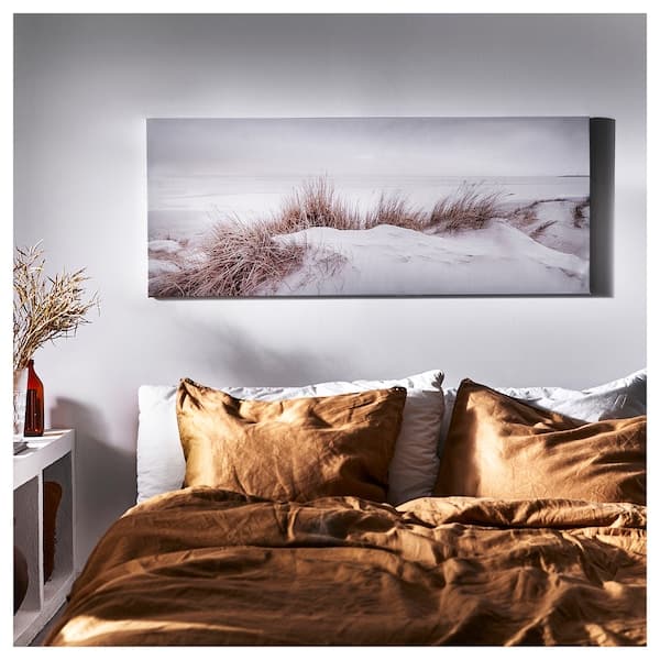 BJÖRKSTA - Picture with frame, sand dunes/aluminium-colour, 140x56 cm - best price from Maltashopper.com 89508929