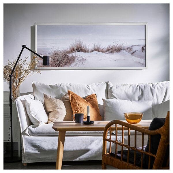 Ikea BJÖRKSTA - Picture with frame, sand dunes/aluminium-colour, 140x56 cm