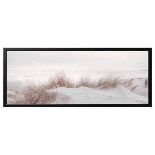 BJÖRKSTA - Picture with frame, sand dunes/black, 140x56 cm