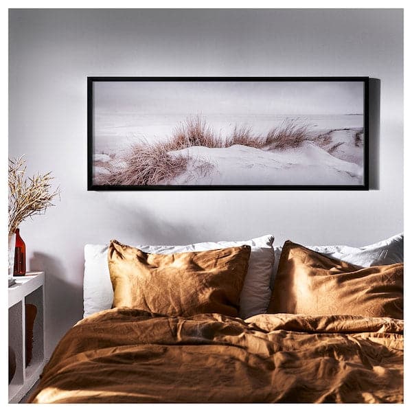 BJÖRKSTA - Canvas with frame, sand dunes/black, , 140x56 cm - best price from Maltashopper.com 69508930