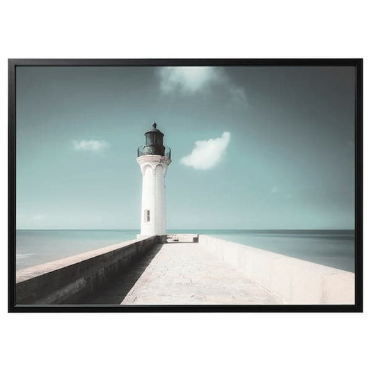BJÖRKSTA - Canvas con cornice, faro bianco/nero, , 140x100 cm - best price from Maltashopper.com 79508920