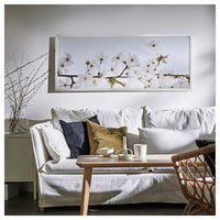 BJÖRKSTA - Picture with frame, white flowers/aluminium-colour, 140x56 cm - best price from Maltashopper.com 49508931
