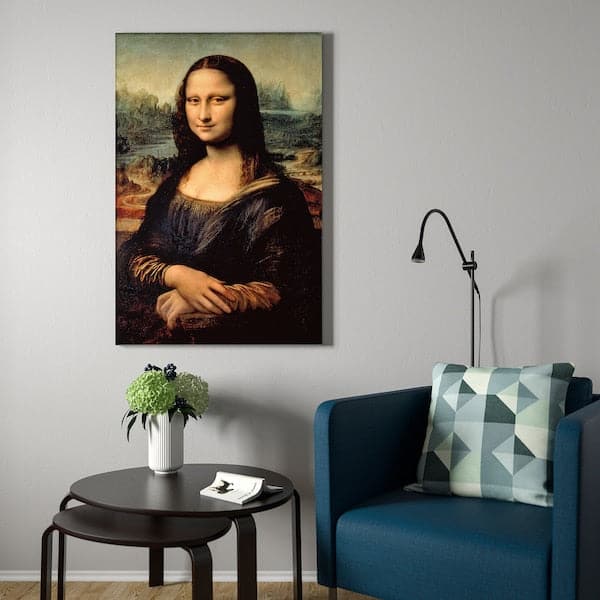 BJÖRKSTA - Picture with frame, Mona Lisa/aluminium-colour, 78x118 cm - best price from Maltashopper.com 69384741