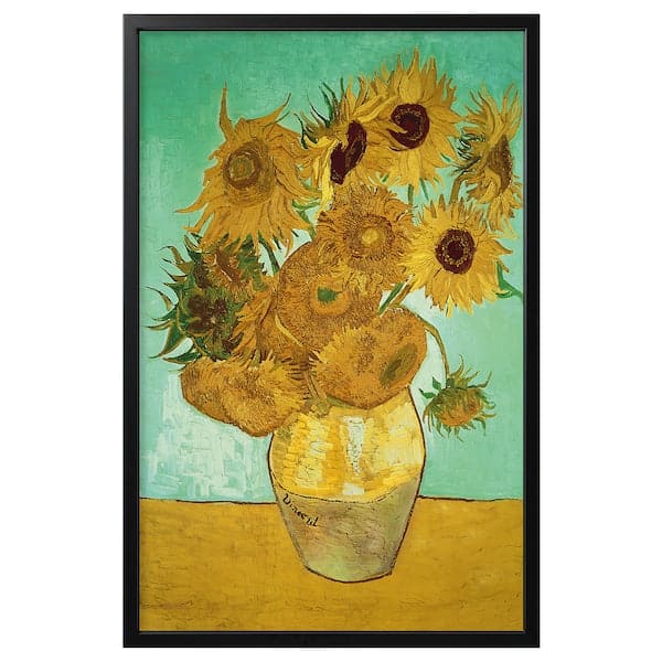 BJÖRKSTA Framed Canvas - still life/Vase with twelve black sunflowers 78x118 cm , 78x118 cm - best price from Maltashopper.com 99384985