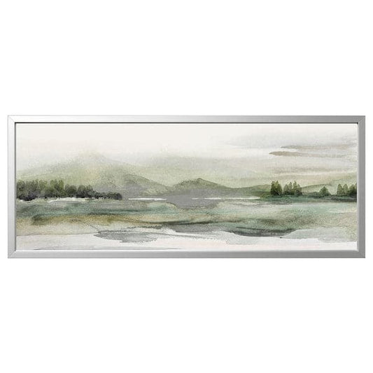 Ikea BJÖRKSTA - Picture with frame, green nature/aluminium-colour, 140x56 cm