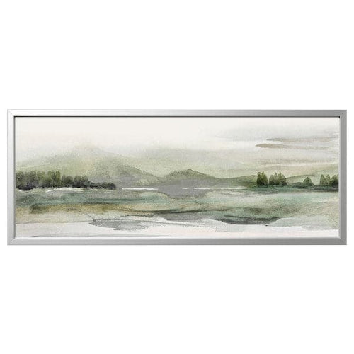 BJÖRKSTA - Picture with frame, green nature/aluminium-colour, 140x56 cm