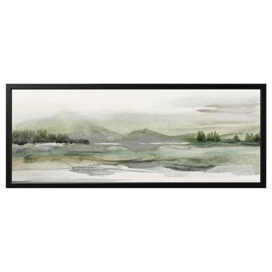 Ikea BJÖRKSTA - Picture with frame, green nature/black, 140x56 cm