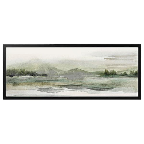 BJÖRKSTA - Picture with frame, green nature/black, 140x56 cm
