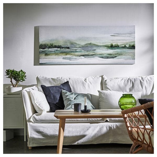BJÖRKSTA - Canvas with frame, green/black nature, , 140x56 cm - best price from Maltashopper.com 29508927