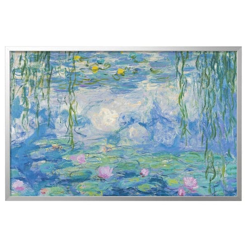 BJÖRKSTA Canvas framed - Water lilies II/aluminum color 118x78 cm