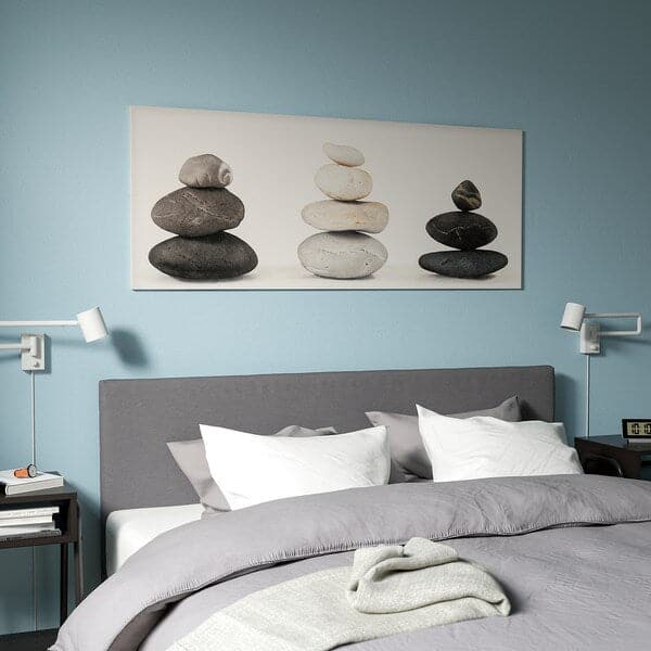 Ikea BJÖRKSTA - Picture with frame, stones/aluminium-colour, 140x56 cm