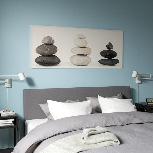 Ikea BJÖRKSTA - Picture with frame, stones/black, 140x56 cm