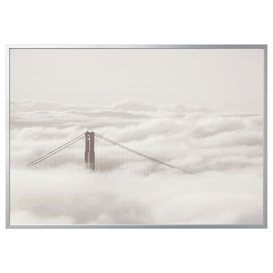 Ikea BJÖRKSTA - Picture with frame, bridge and clouds/aluminium-colour, 200x140 cm