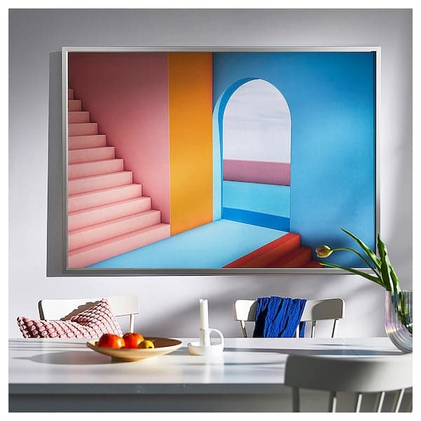 Ikea BJÖRKSTA - Picture with frame, doorway/aluminium-colour, 140x100 cm