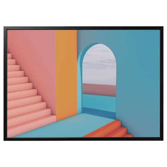 Ikea BJÖRKSTA - Picture with frame, doorway/black, 140x100 cm