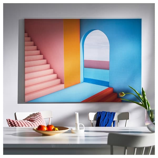 BJÖRKSTA - Canvas with frame, door/black, , 140x100 cm - best price from Maltashopper.com 39508917
