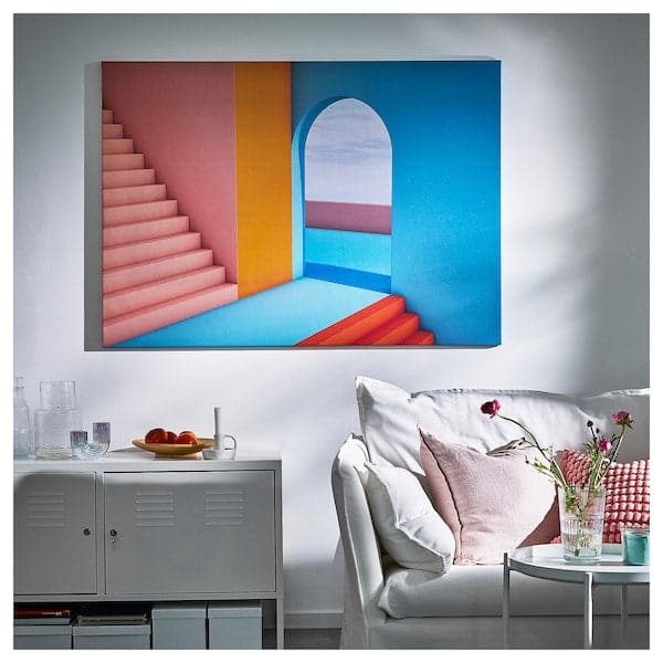 BJÖRKSTA - Canvas with frame, door/black, , 140x100 cm - best price from Maltashopper.com 39508917