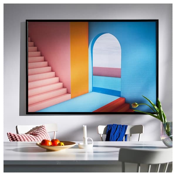 Ikea BJÖRKSTA - Picture with frame, doorway/black, 140x100 cm