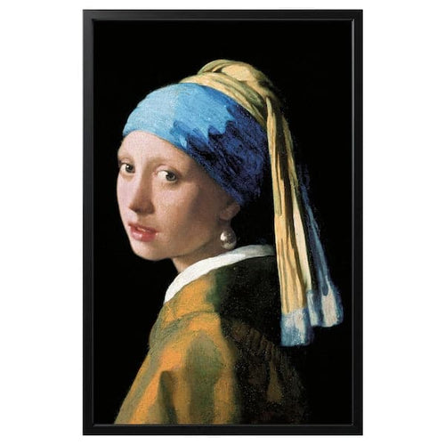BJÖRKSTA Canvas framed - Girl with pearl/black earring 78x118 cm