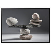 BJÖRKSTA - Canvas with frame, rocks in balance/black, , 140x100 cm - best price from Maltashopper.com 29508908