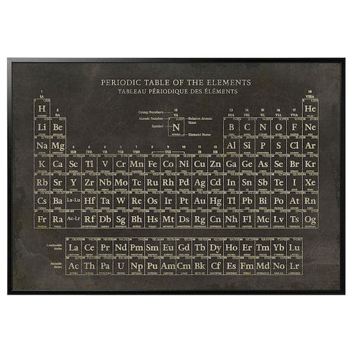 BJÖRKSTA - Picture with frame, periodic table/black, 200x140 cm