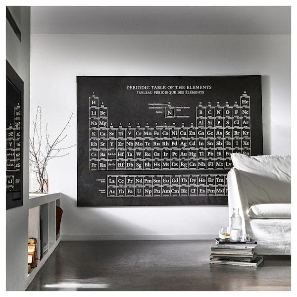 Ikea BJÖRKSTA - Picture with frame, periodic table/black, 200x140 cm