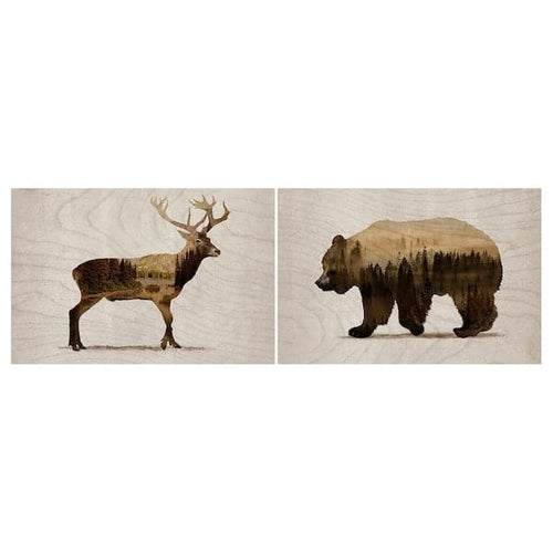 BJÖRNAMO - Picture, set of 2, Wild animals II, 30x20 cm