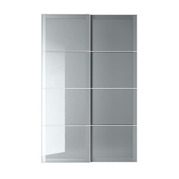 Ikea BJÖRNÖYA - Pair of sliding doors, grey tinted effect, 150x236 cm