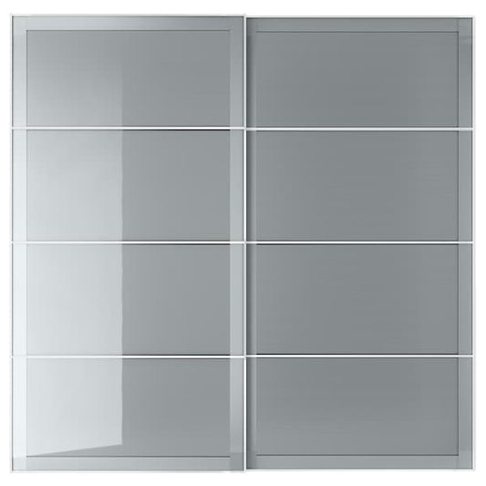 Ikea BJÖRNÖYA - Pair of sliding doors, grey tinted effect, 200x201 cm