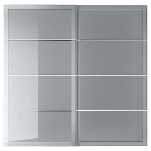 BJÖRNÖYA - Pair of sliding doors, grey tinted effect, 200x201 cm