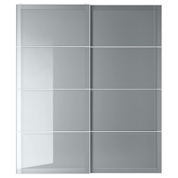 Ikea BJÖRNÖYA - Pair of sliding doors, grey tinted effect, 200x236 cm