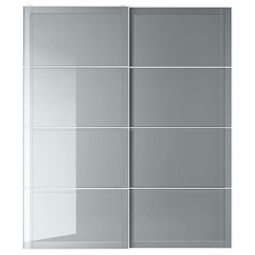 BJÖRNÖYA - Pair of sliding doors, grey tinted effect, 200x236 cm